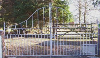 iron double gates with name