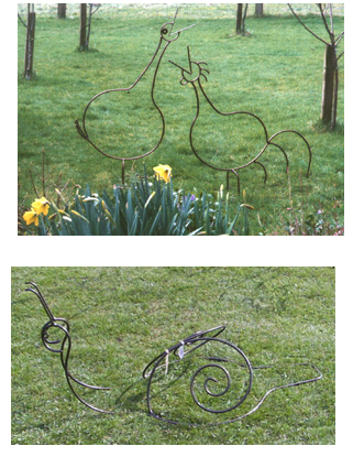 wrought irin animal garden sculptures