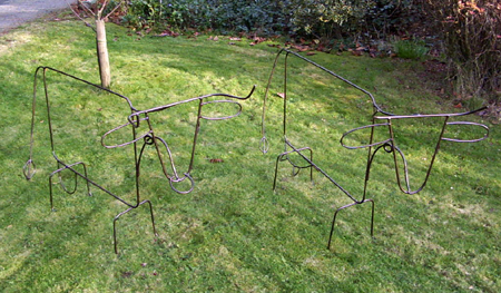 cow & bull wrought iron garden sculptures