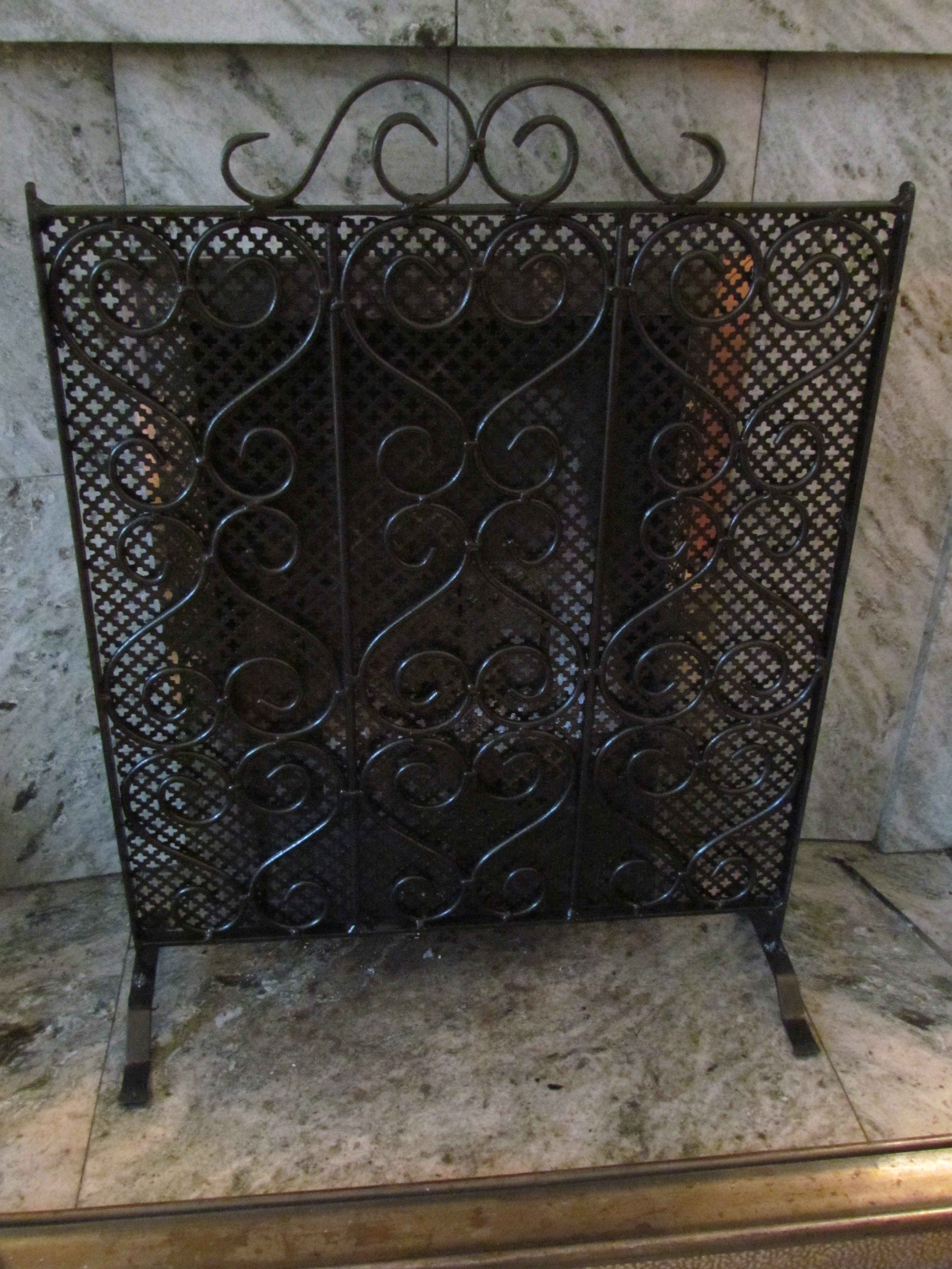 Ornamental wrought iron fire guard