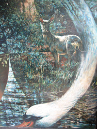 deer in Glastonbury mural