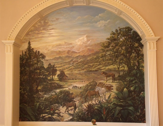 horses in mural landscape