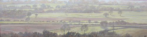 panoramic oil painting fields and trees