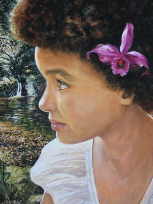tropical girl oil painting