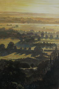 oil painting hazy morning landscape