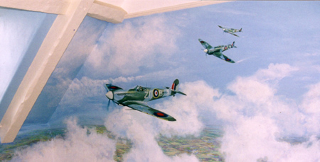 mural in clouds with spitfires