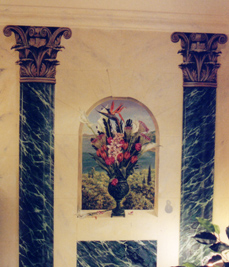 mural pillars and marble archway