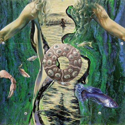 shells and fish in symbolist oil painting