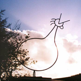 stylised ironwork cockerell garden ornament